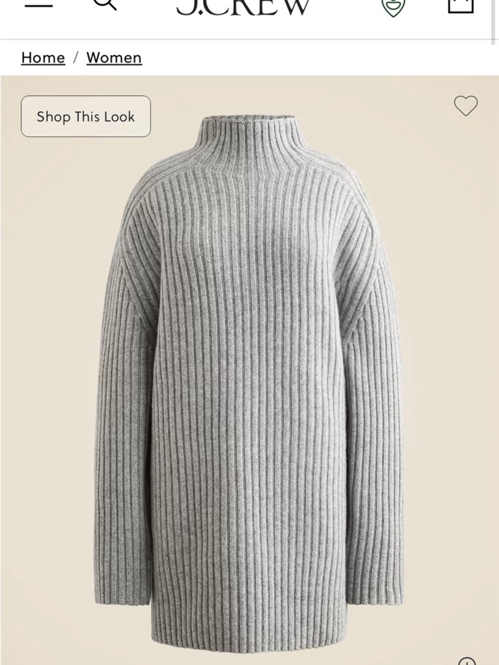 J. Crew Light Gray Ribbed Mock-Turtleneck Sweater